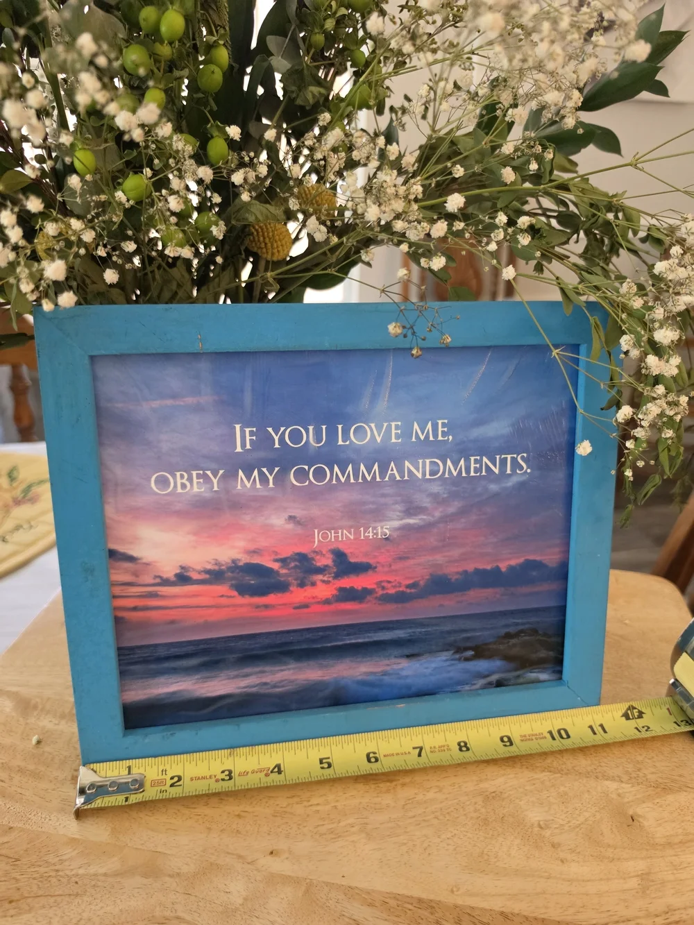 Turquoise Coastal Scripture Picture Frame - John 14:15